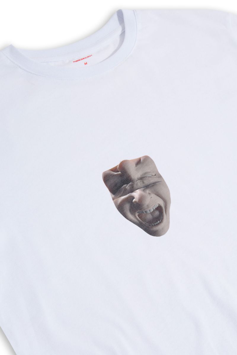 White Soft Fabric Scream Design Short Sleeve Tee