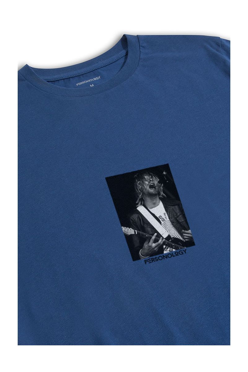 Navy Soft Fabric Kurt Cobain Design Short Sleeve Tee