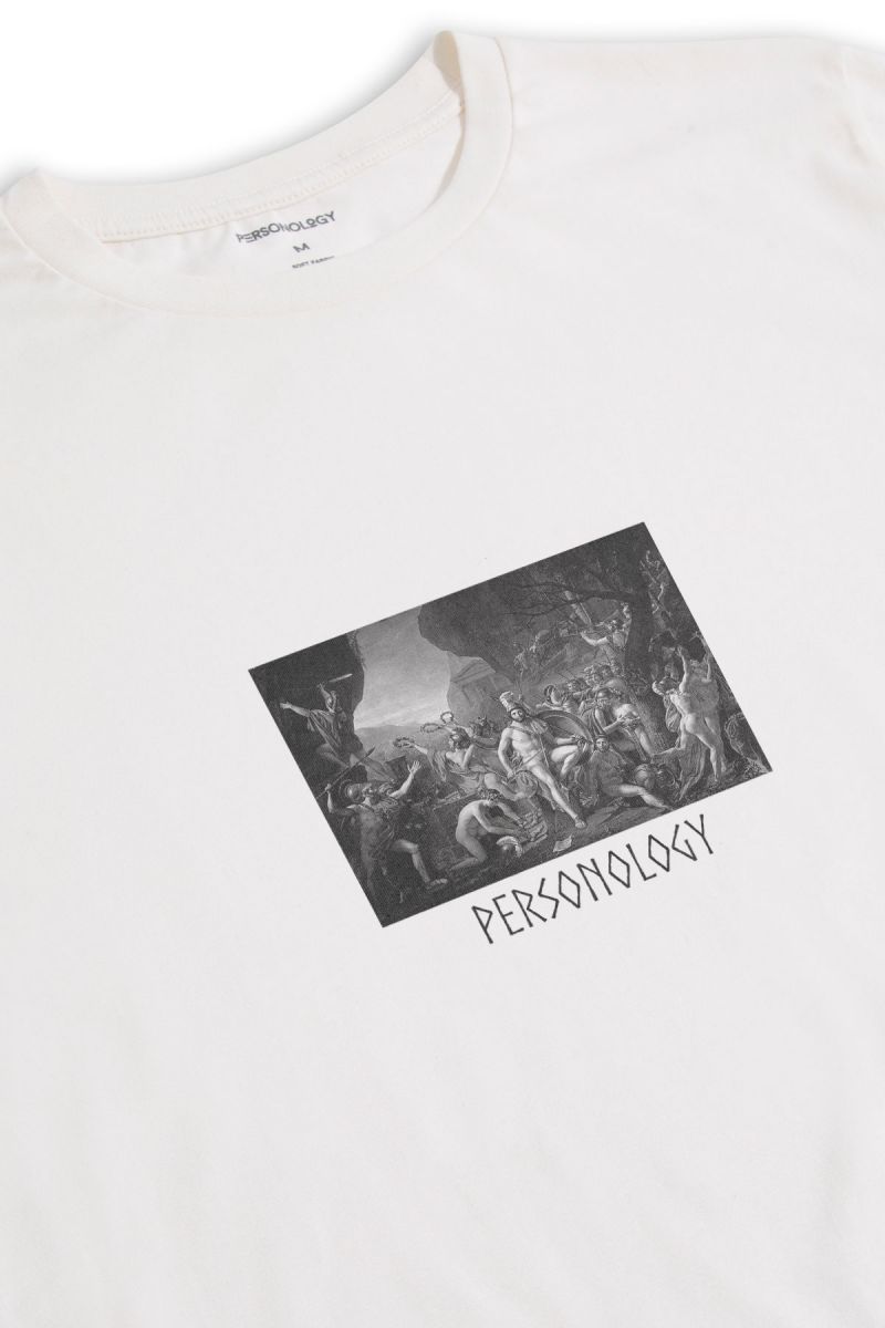 Off White Soft Fabric Leonidas Design Short Sleeve Tee
