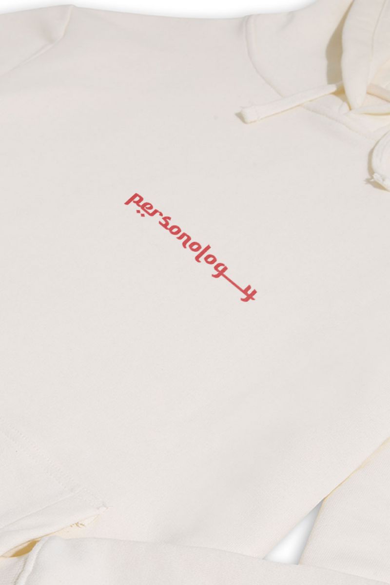 Ecru Premium Cotton Ethnic Personology Design Pullover Hoodie