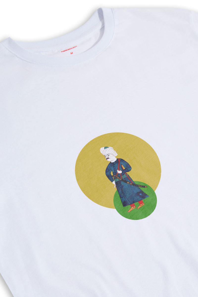 White Soft Fabric Ottoman Design Short Sleeve Tee