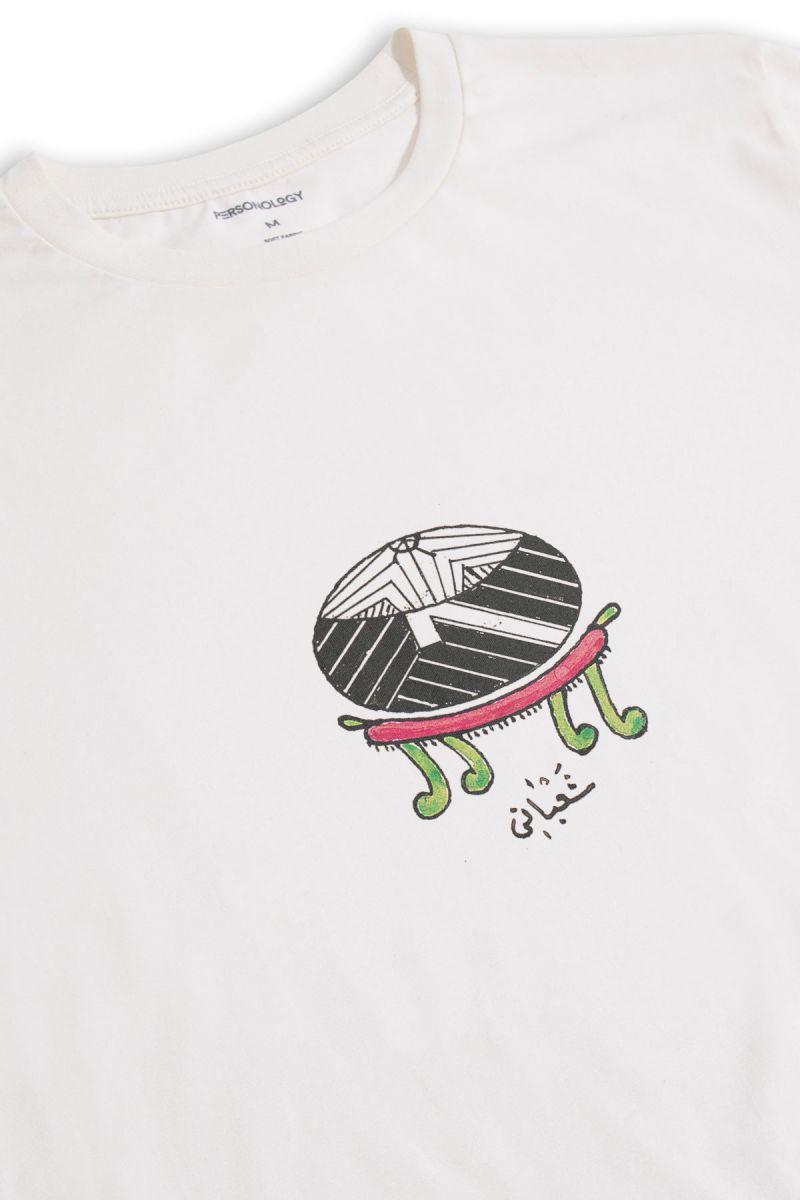 Off White Soft Fabric Sufism Design Short Sleeve Tee