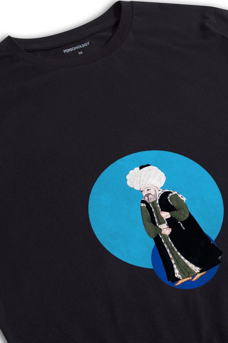 Black Soft Fabric Ottoman Design Short Sleeve Tee