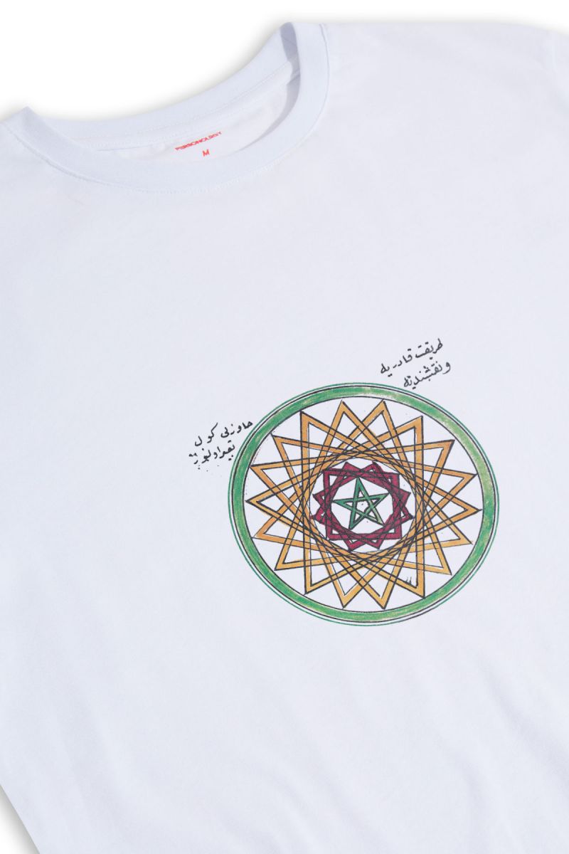 White Soft Fabric Sufism Design Short Sleeve Tee