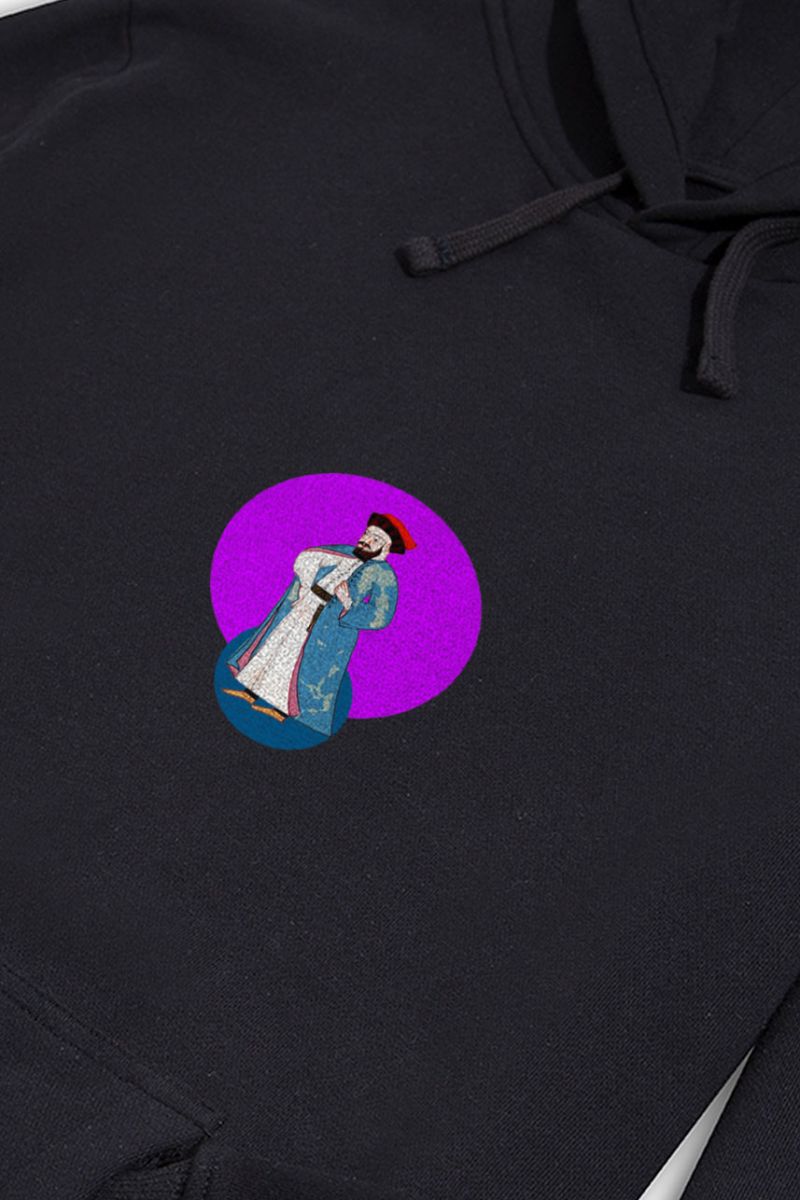 Black Premium Cotton Ottoman Design Pullover Hoodie