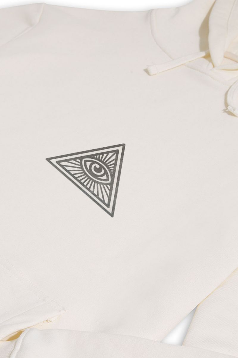 Ecru Premium Cotton Illuminati Design Pullover Hoodie