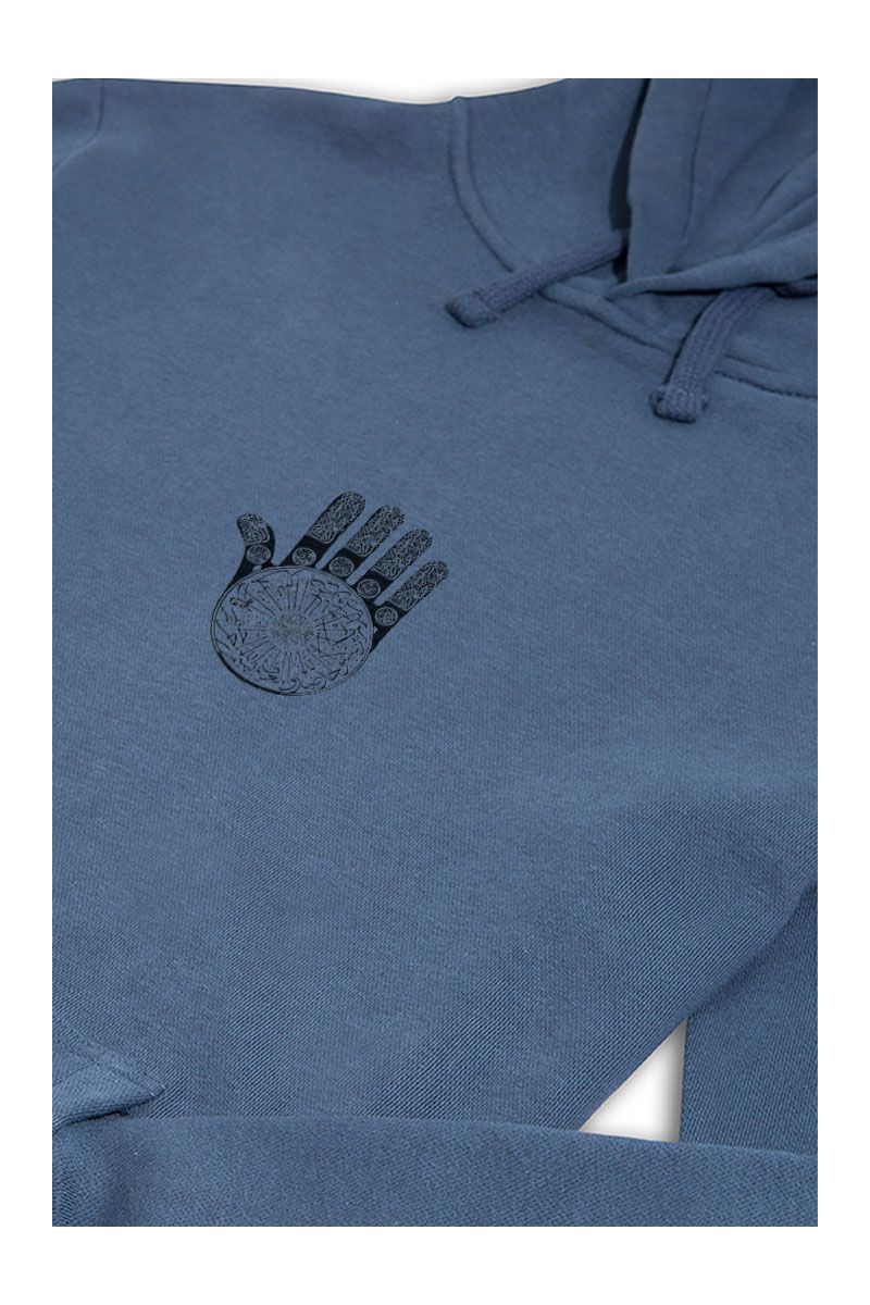 Navy Premium Cotton Hamsa Design Pullover Hoodie