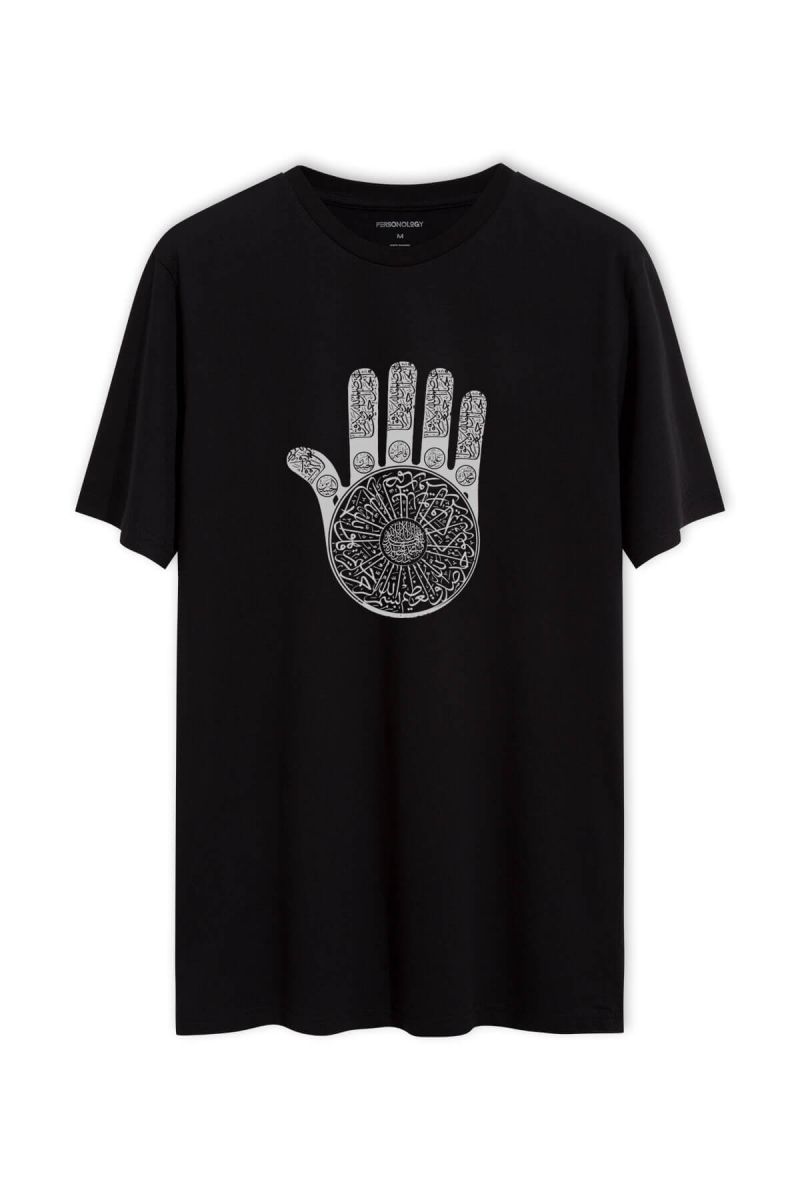 Black Soft Fabric Hamsa Design Short Sleeve Tee