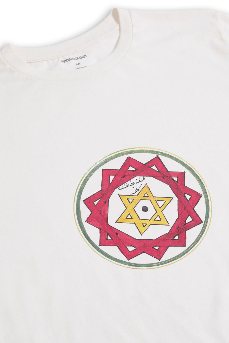 Off White Soft Fabric Sufism Design Short Sleeve Tee
