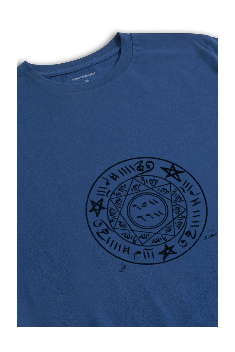 Navy Soft Fabric Sufism Design Short Sleeve Tee