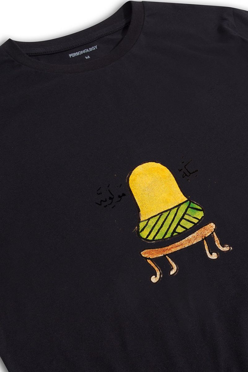 Black Soft Fabric Sufism Design Short Sleeve Tee