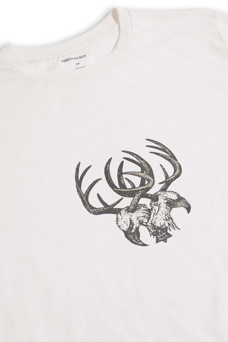 Off White Soft Fabric Illuminati Design Short Sleeve Tee