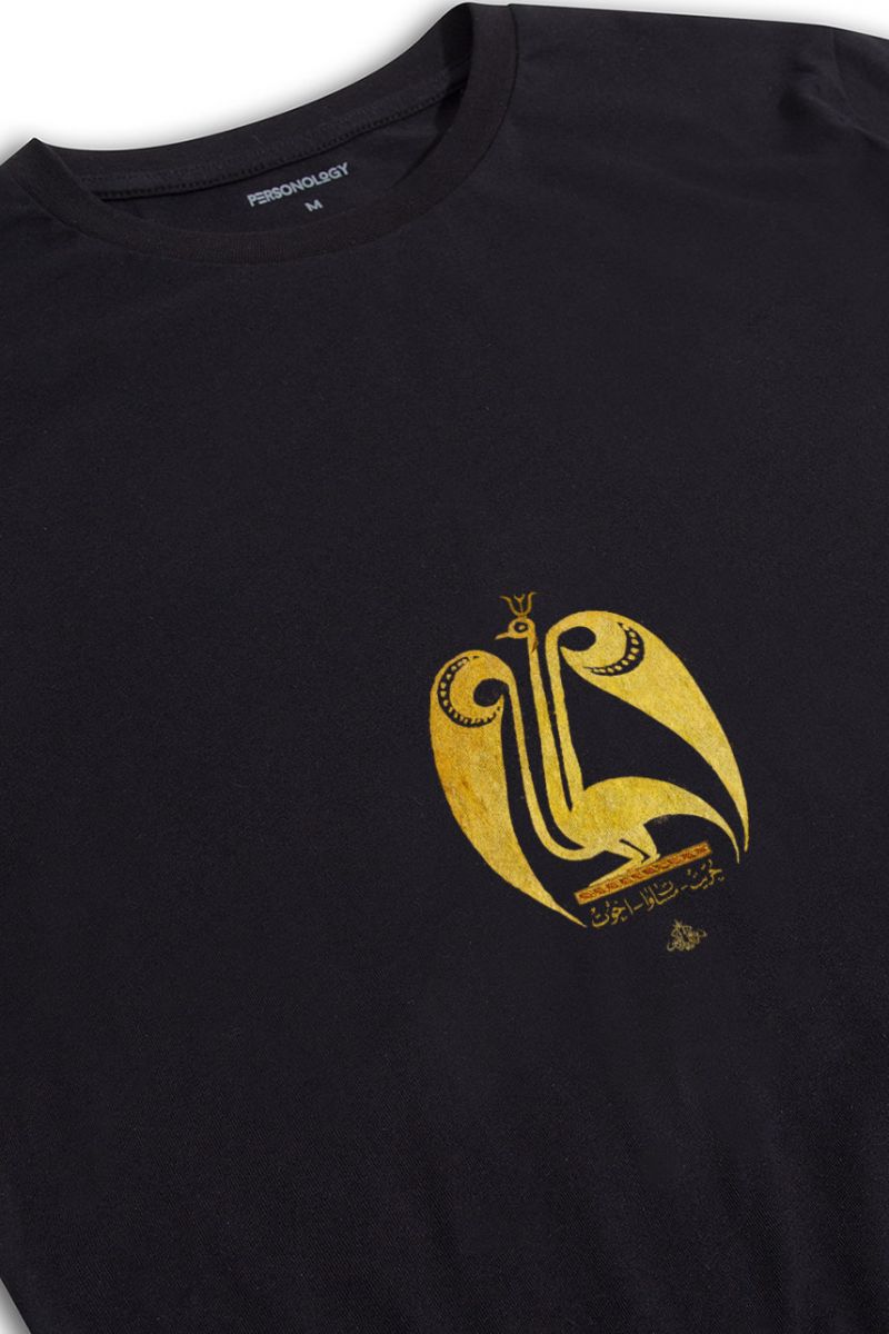 Black Soft Fabric Sufism Design Short Sleeve Tee