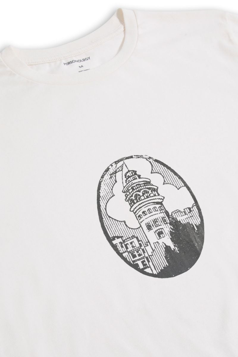 Off White Soft Fabric Istanbul Design Short Sleeve Tee