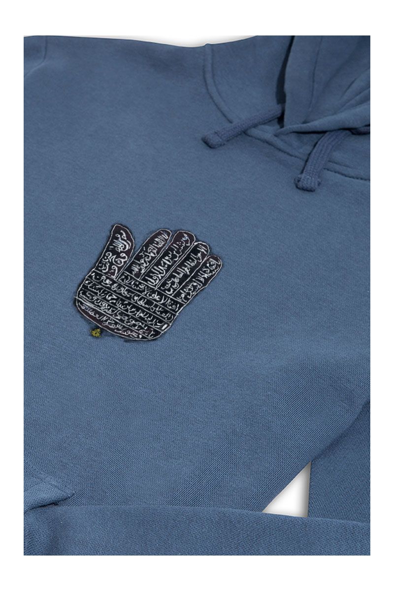 Navy Premium Cotton Hamsa Design Pullover Hoodie