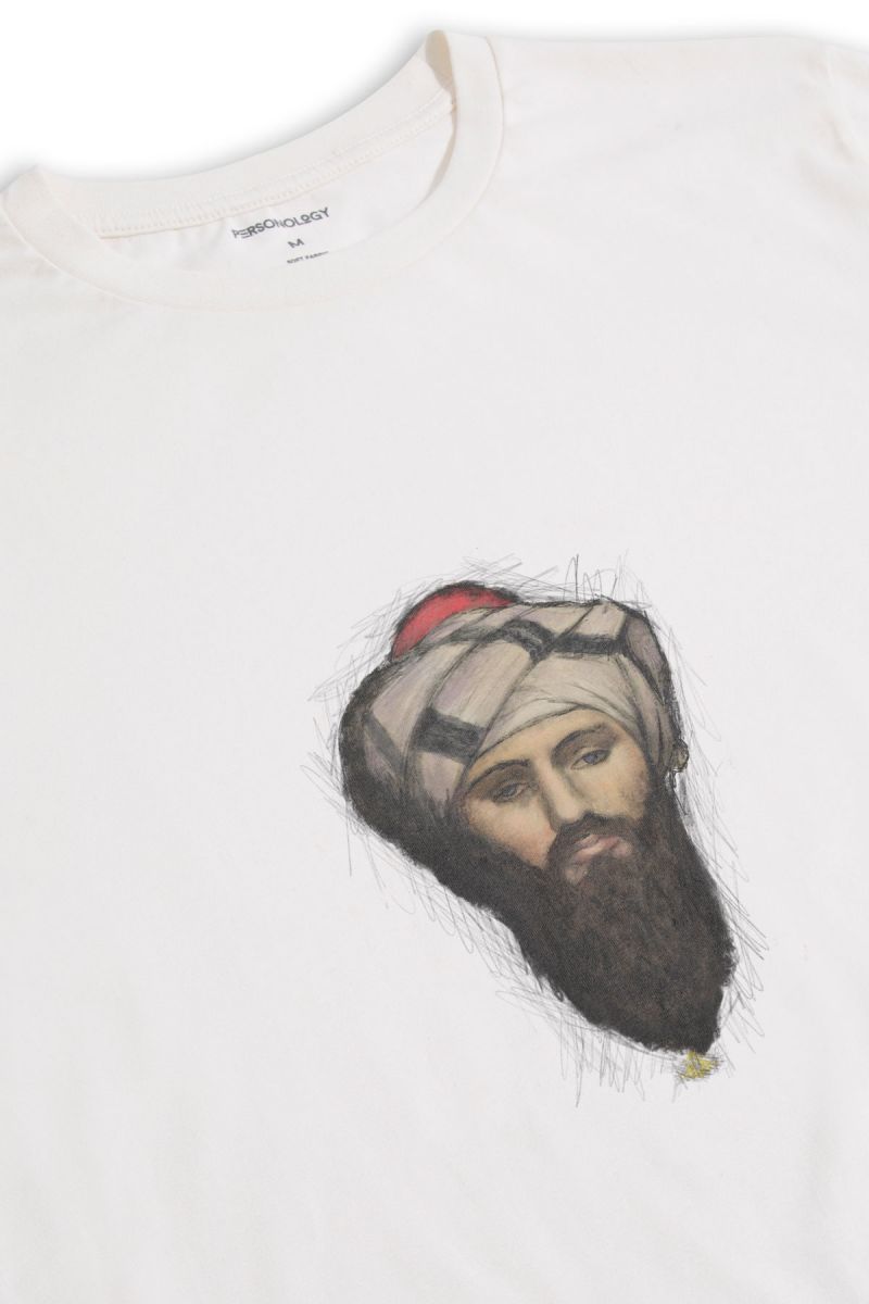 Off White Soft Fabric Sufism Design Short Sleeve Tee