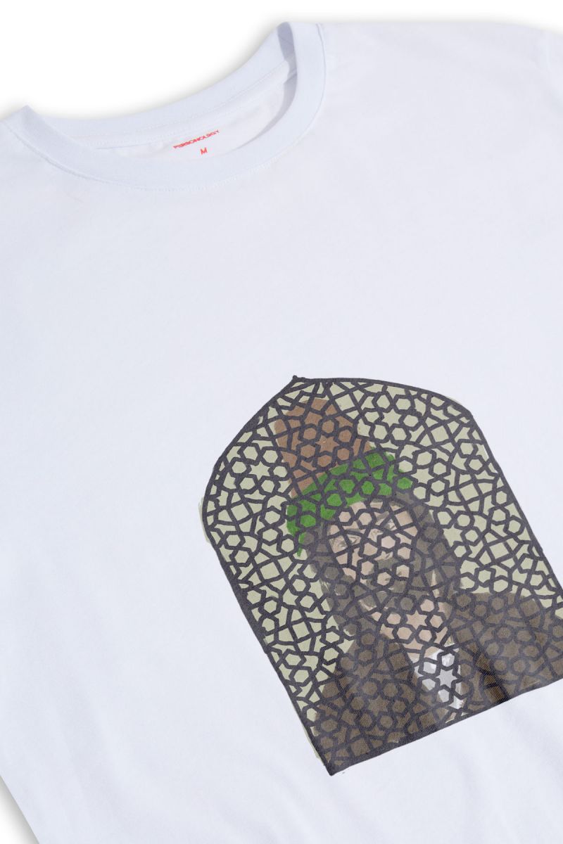 White Soft Fabric Sufism Design Short Sleeve Tee