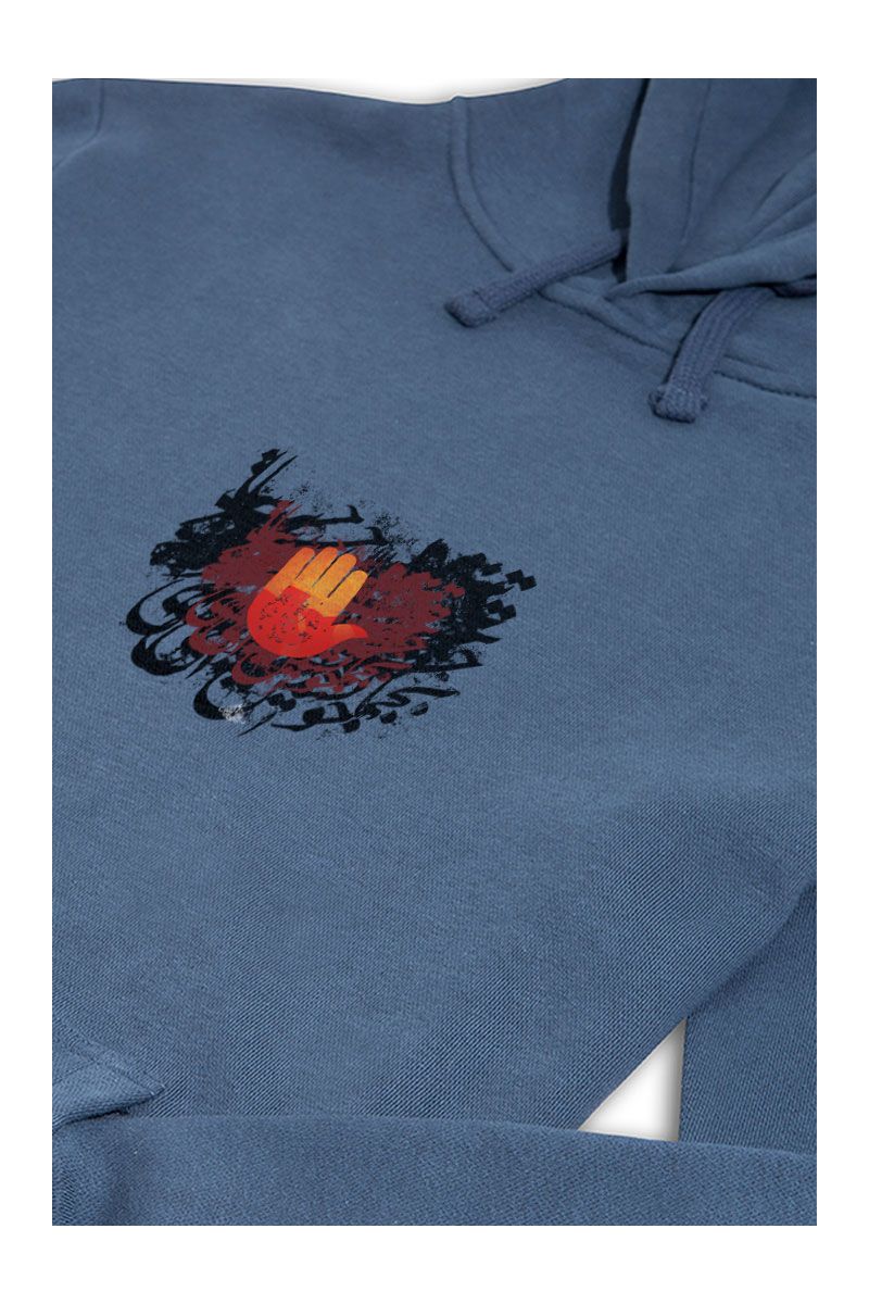 Navy Premium Cotton Hamsa Design Pullover Hoodie