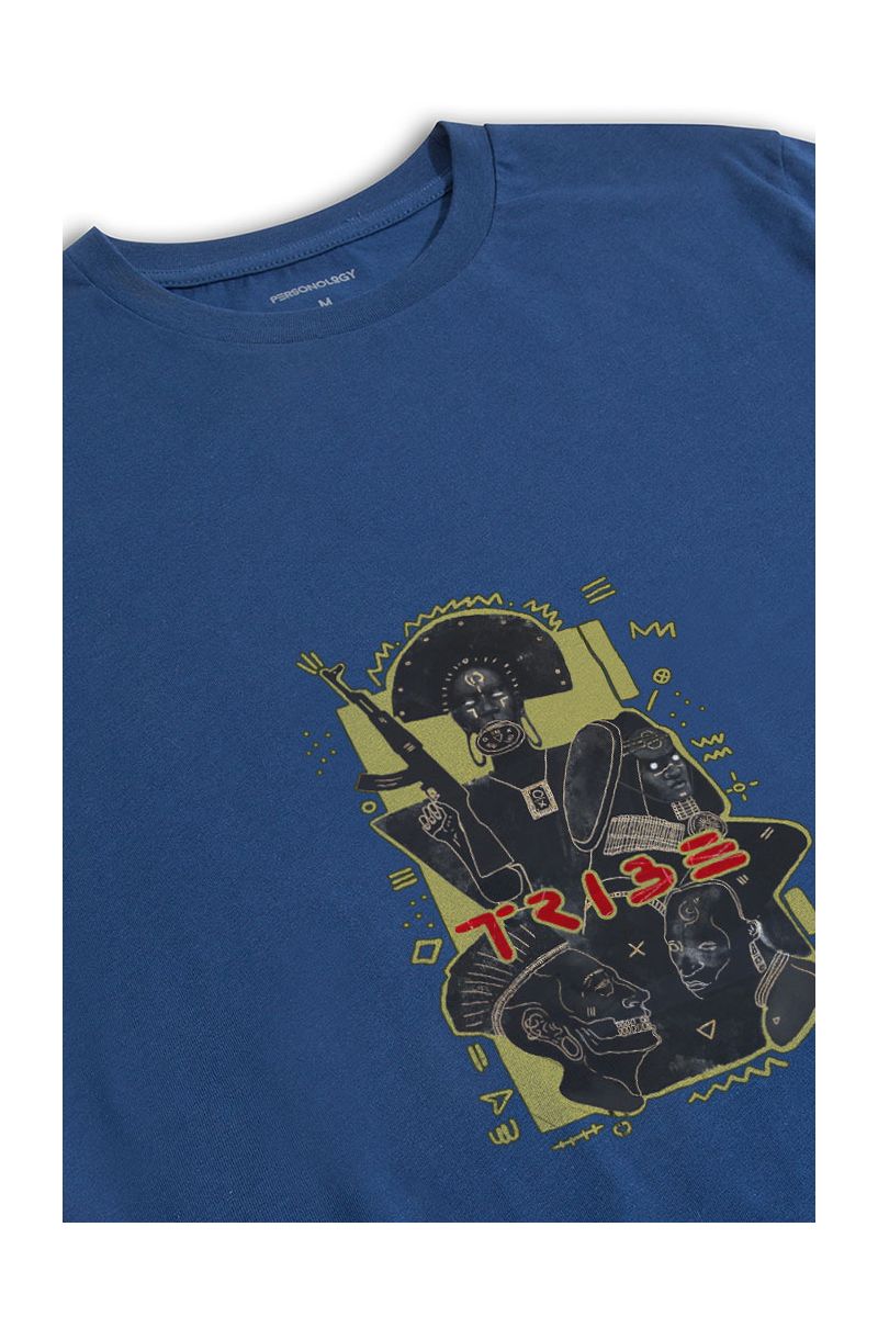 Navy Soft Fabric Tribe Design Short Sleeve Tee