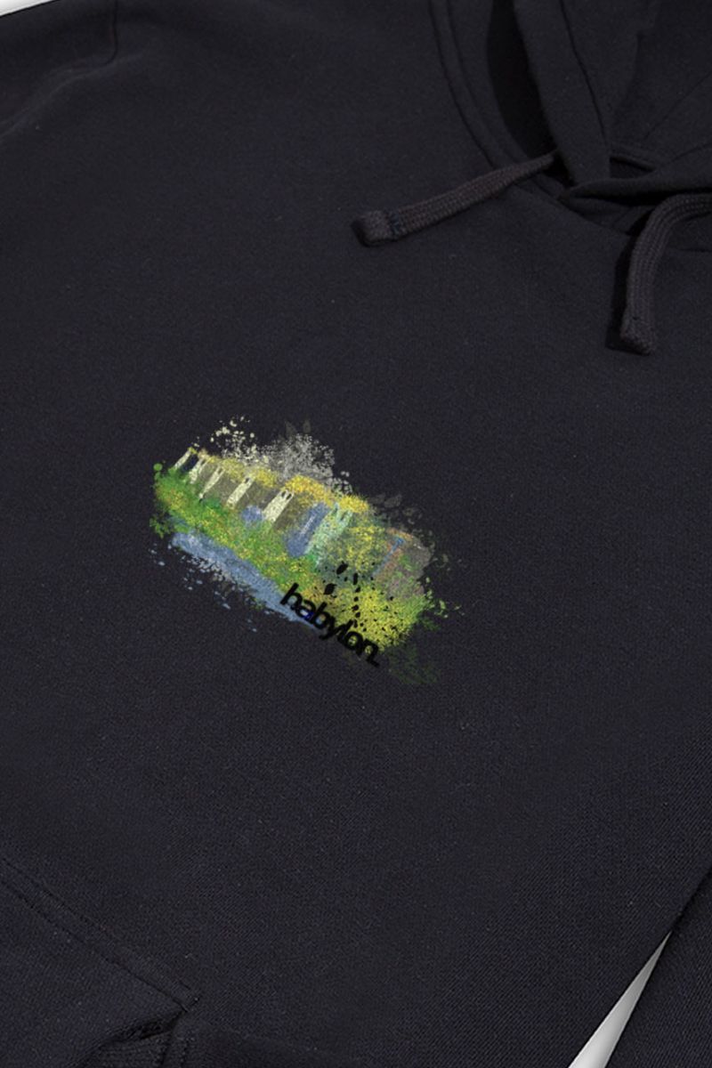 Black Premium Cotton Babylon Design Pullover Hoodie