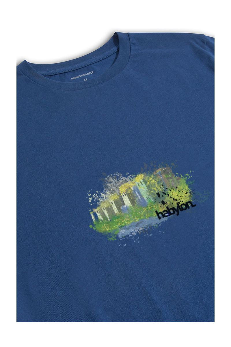 Navy Soft Fabric Babylon Design Short Sleeve Tee