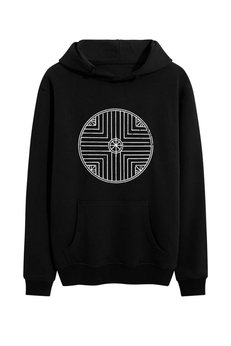 Black Premium Cotton Symbol Design Pullover Hoodie