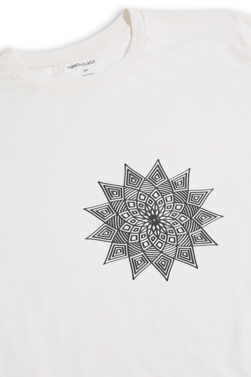 Off White Soft Fabric Symbol Design Short Sleeve Tee