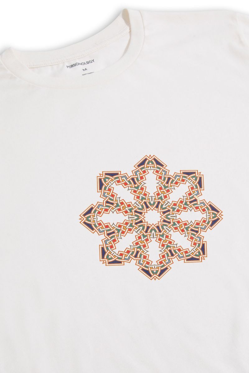 Off White Soft Fabric Symbol Design Short Sleeve Tee