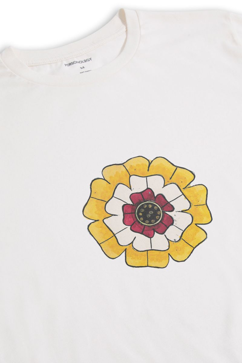 Off White Soft Fabric Symbol Design Short Sleeve Tee
