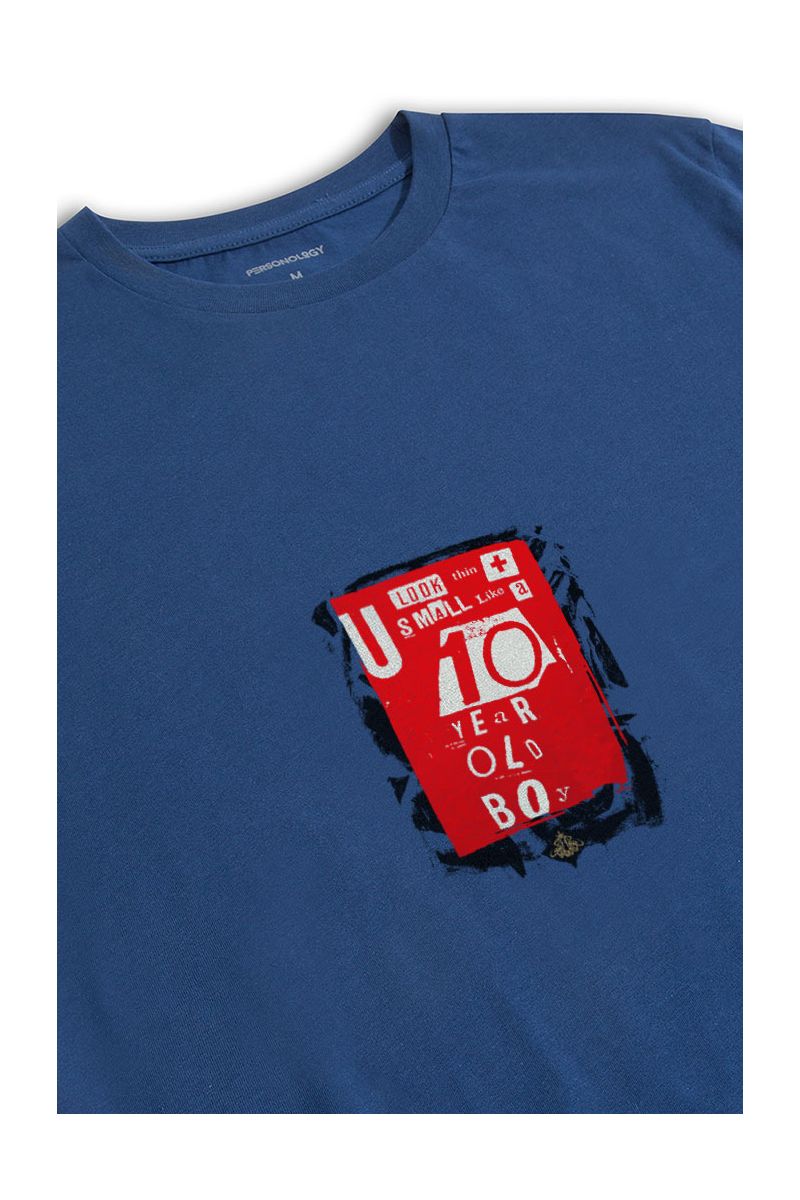 Navy Soft Fabric 10 Years Old Boy Design Short Sleeve Tee