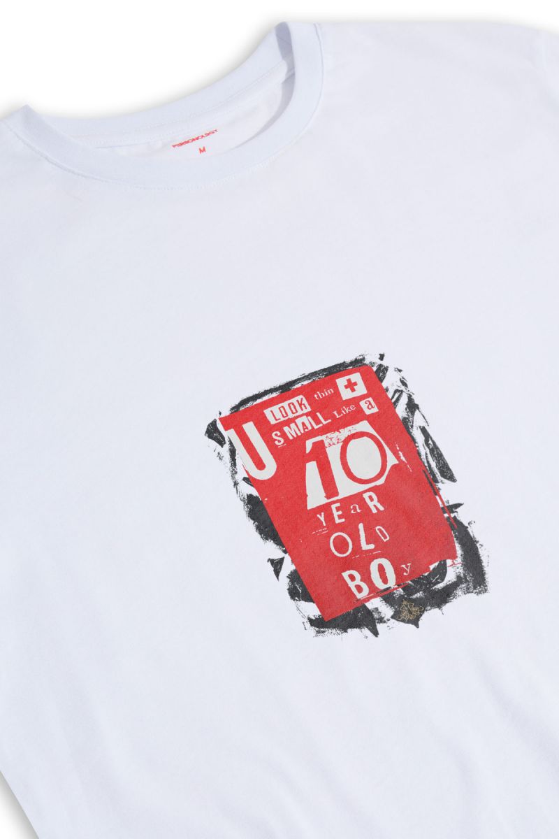 White Soft Fabric 10 Years Old Boy Design Short Sleeve Tee