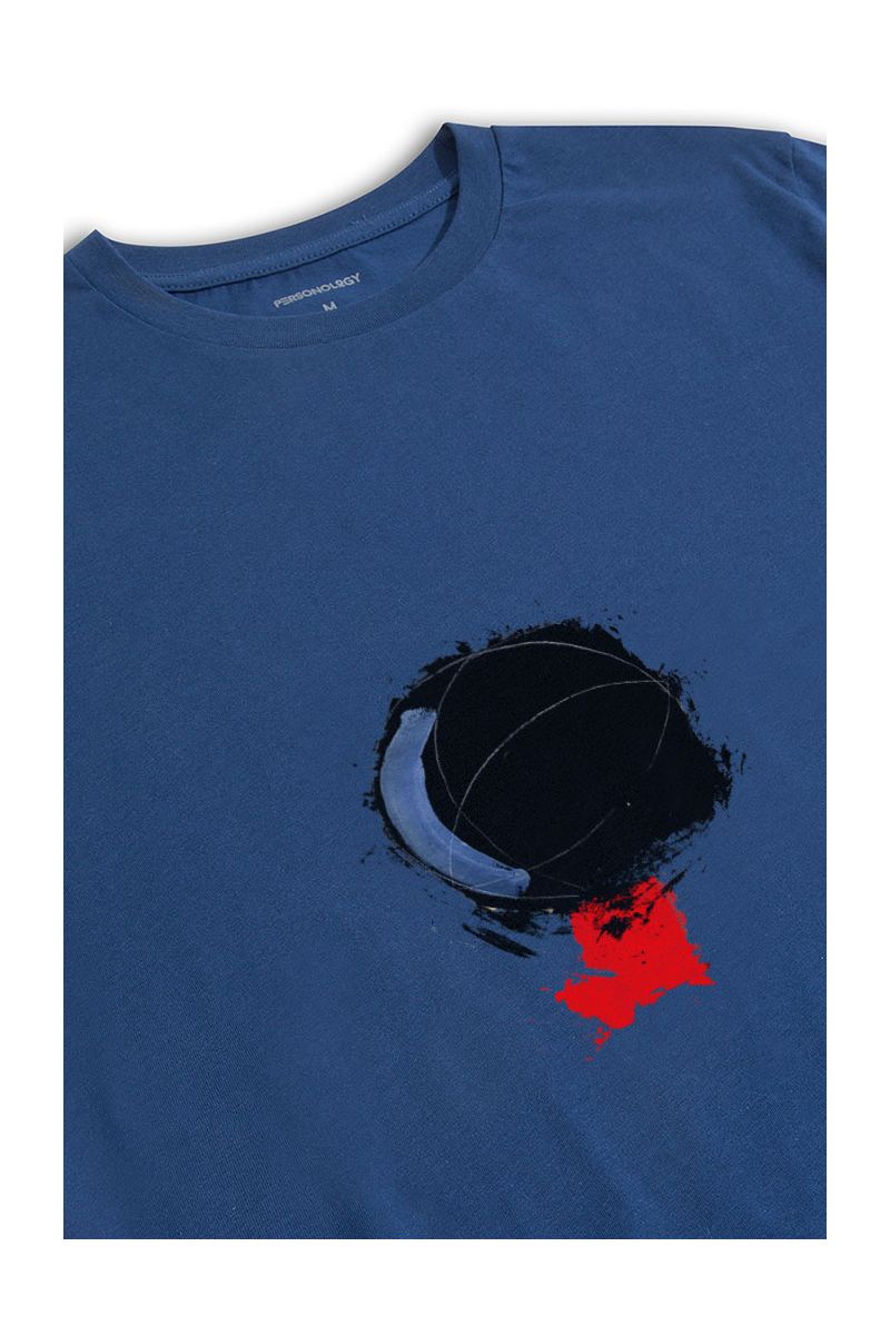 Navy Soft Fabric Abstract Design Short Sleeve Tee