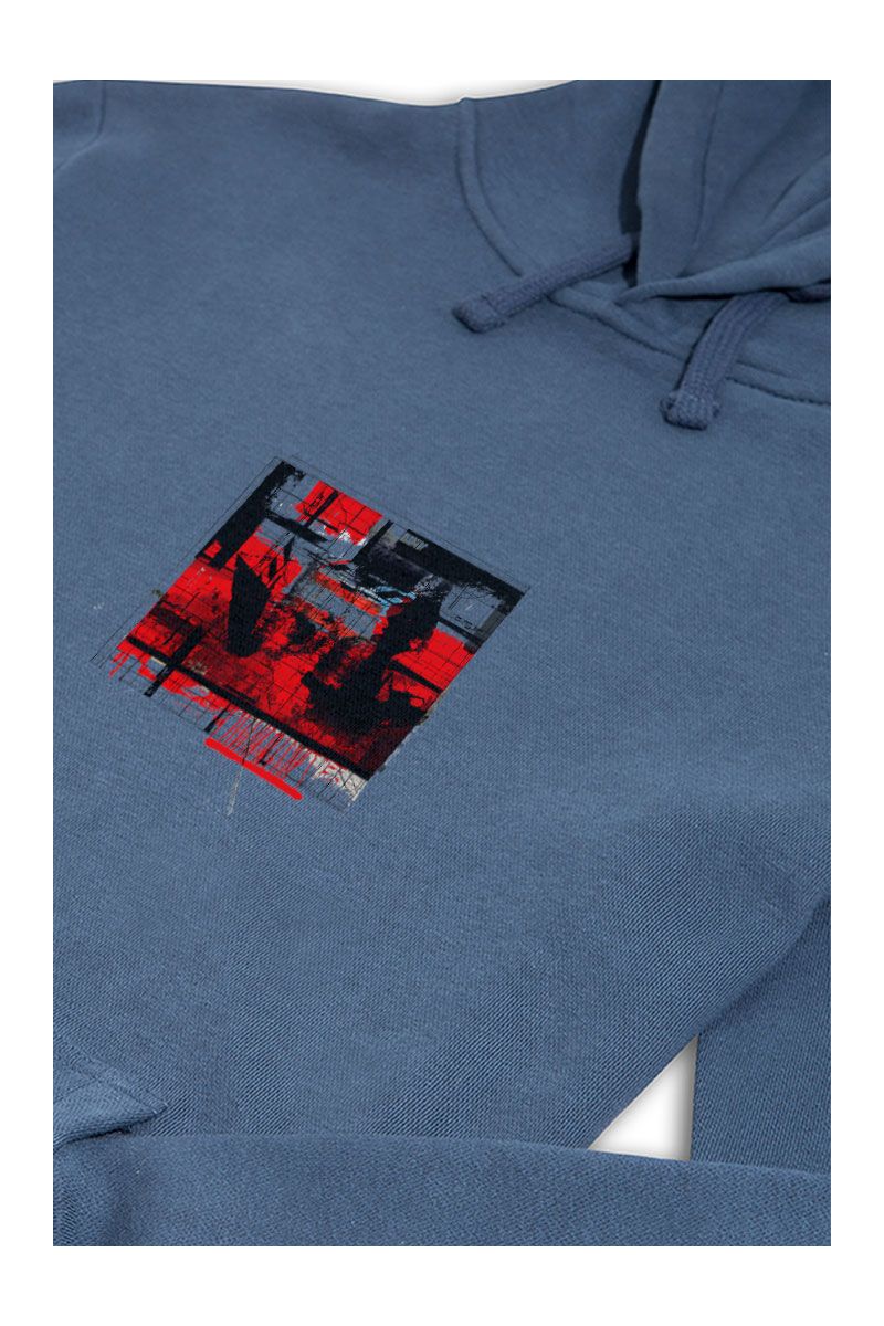 Navy Premium Cotton Abstract Design Pullover Hoodie