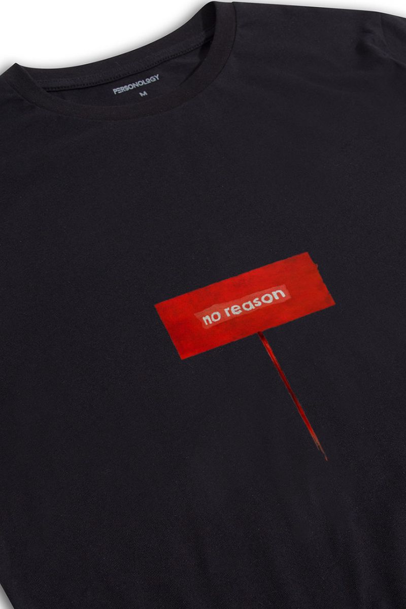 Black Soft Fabric No Reason Design Short Sleeve Tee