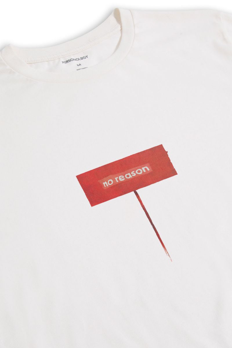 Off White Soft Fabric No Reason Design Short Sleeve Tee