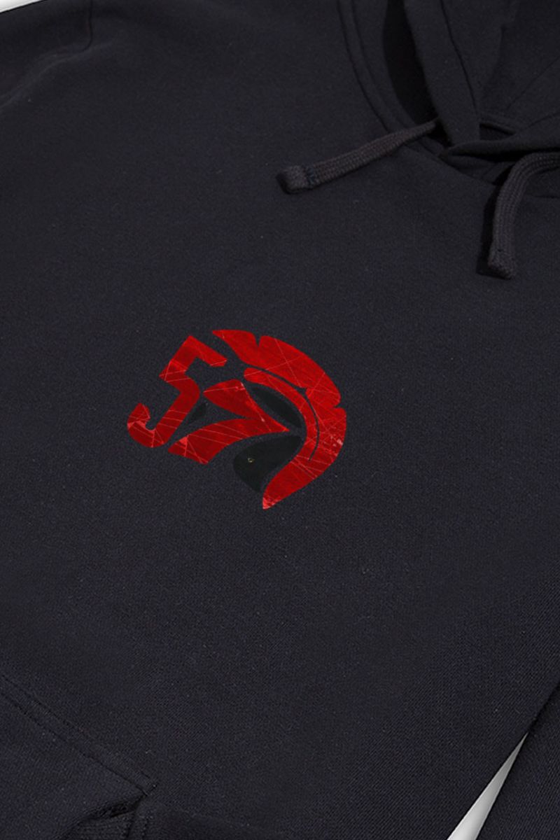 Black Premium Cotton 57 Sparta Design Pullover Hoodie