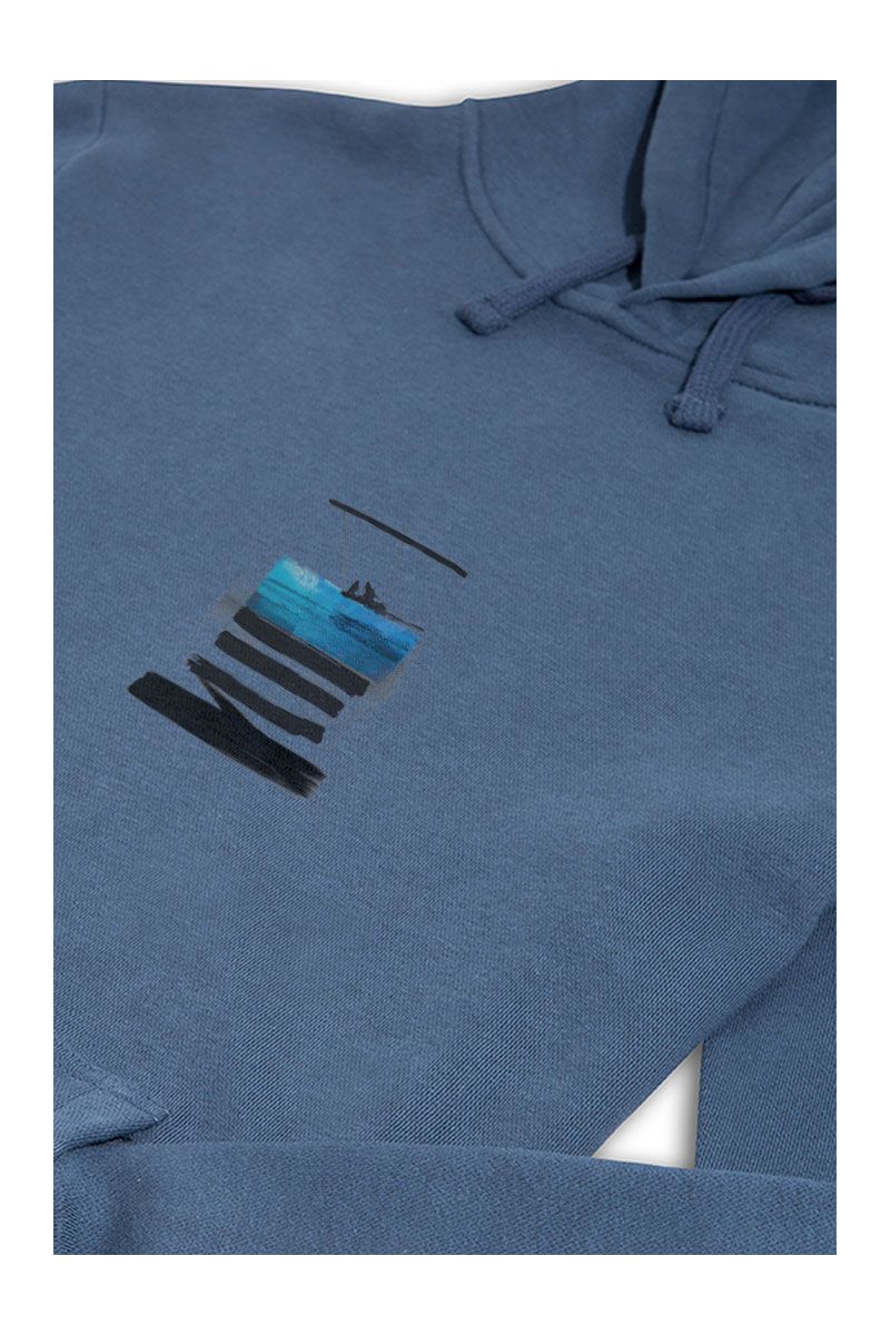 Navy Premium Cotton Abstract Design Pullover Hoodie