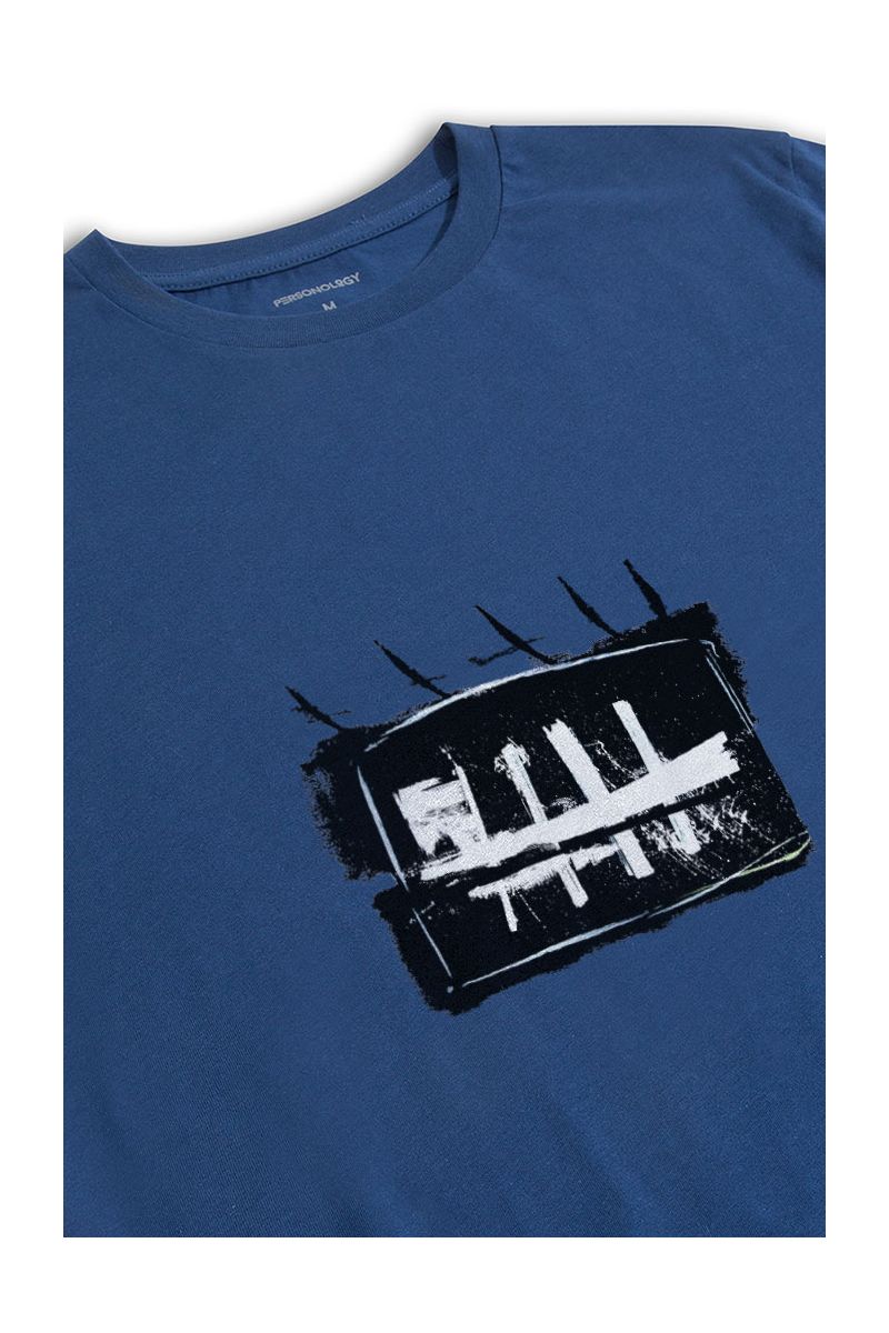 Navy Soft Fabric Abstract Design Short Sleeve Tee