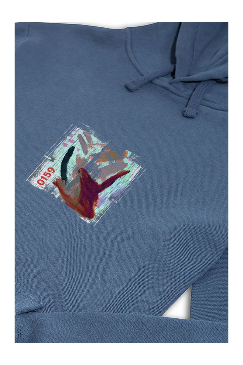Navy Premium Cotton Abstract Design Pullover Hoodie