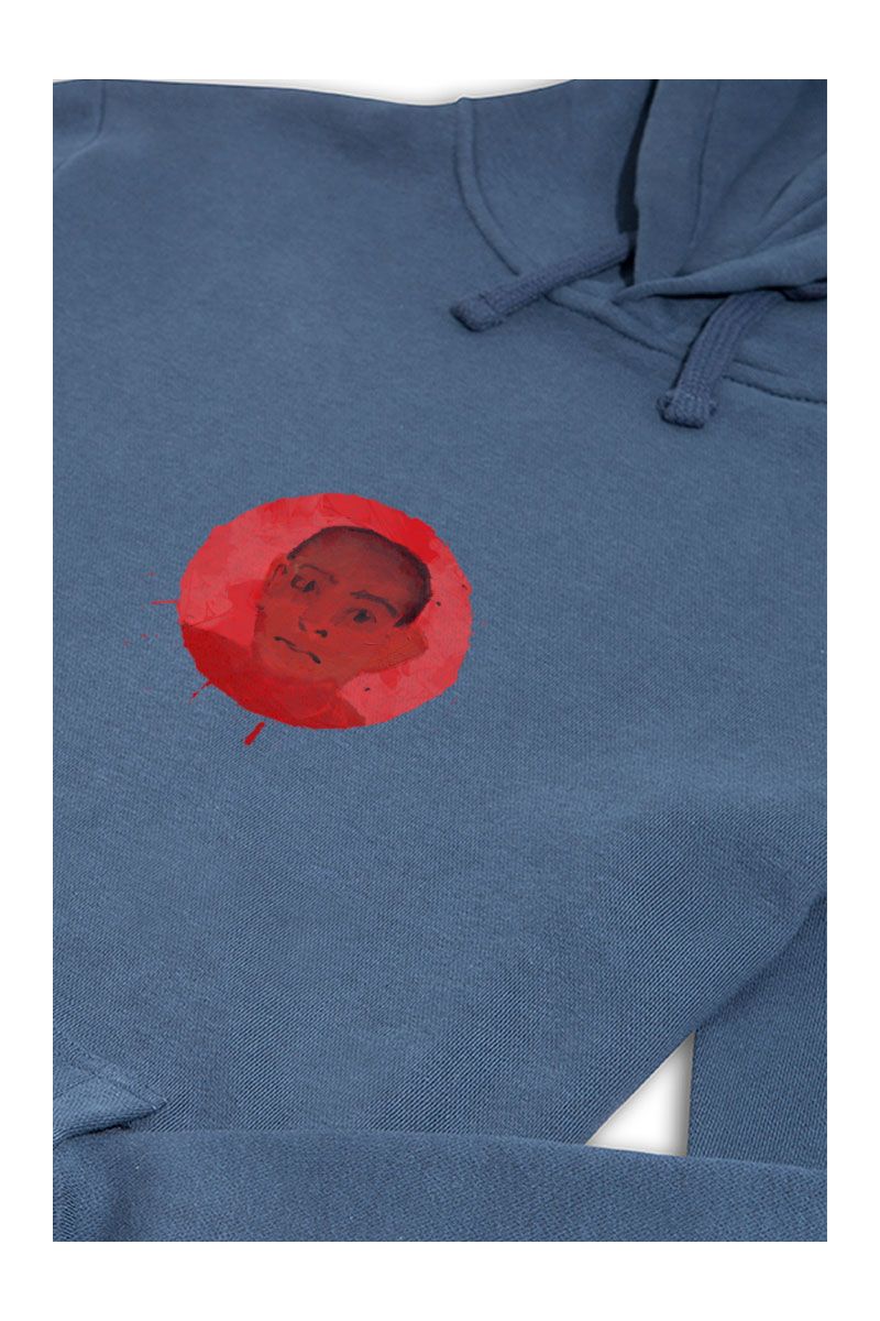 Navy Premium Cotton Red Face Design Pullover Hoodie