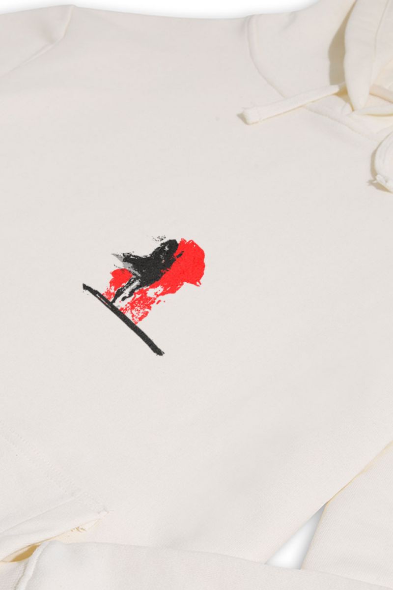 Ecru Premium Cotton Abstract Design Pullover Hoodie