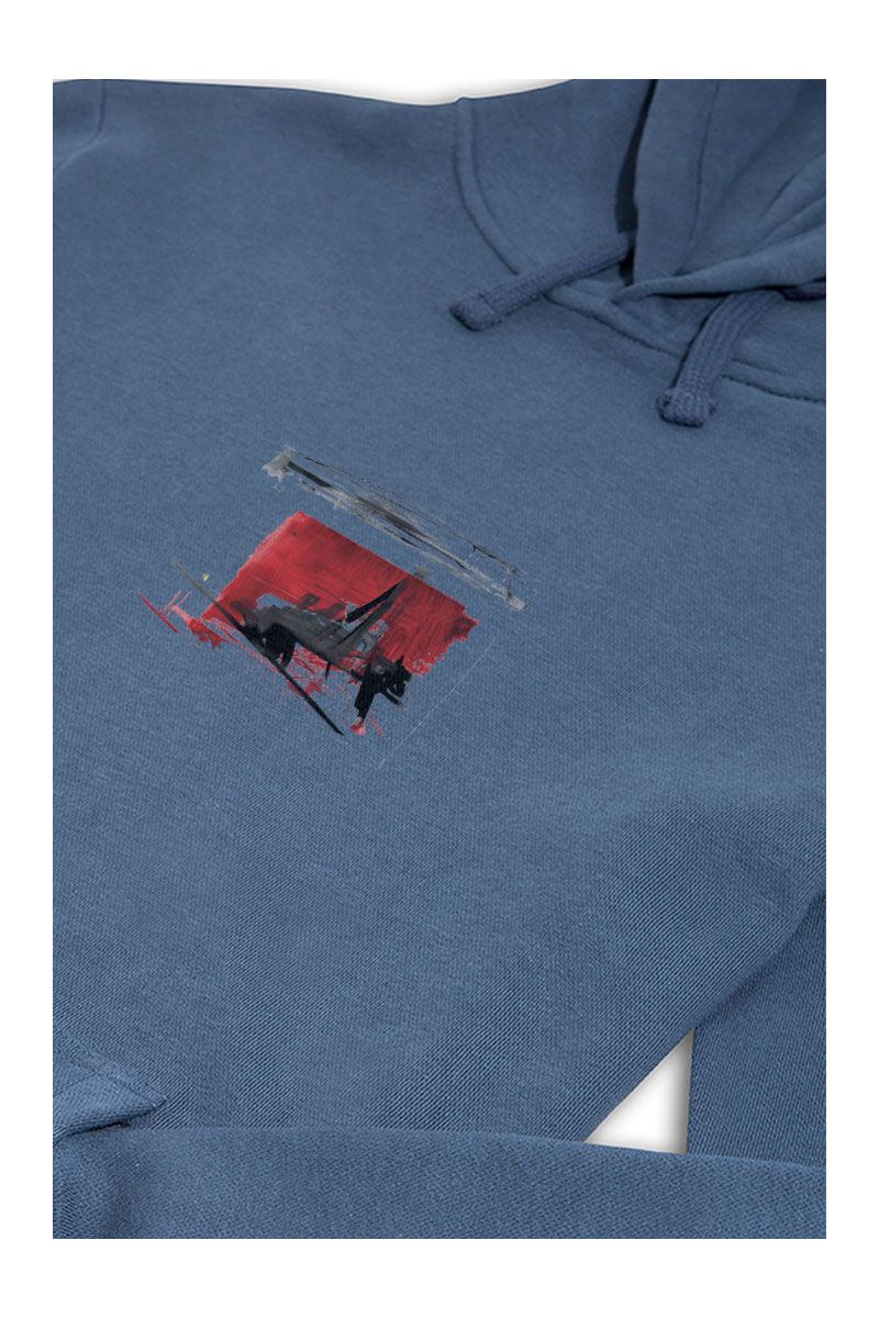 Navy Premium Cotton Abstract Design Pullover Hoodie