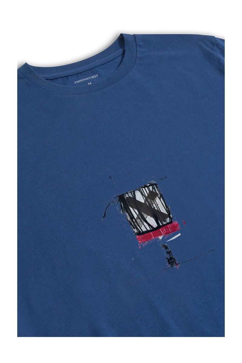 Navy Soft Fabric Abstract Design Short Sleeve Tee