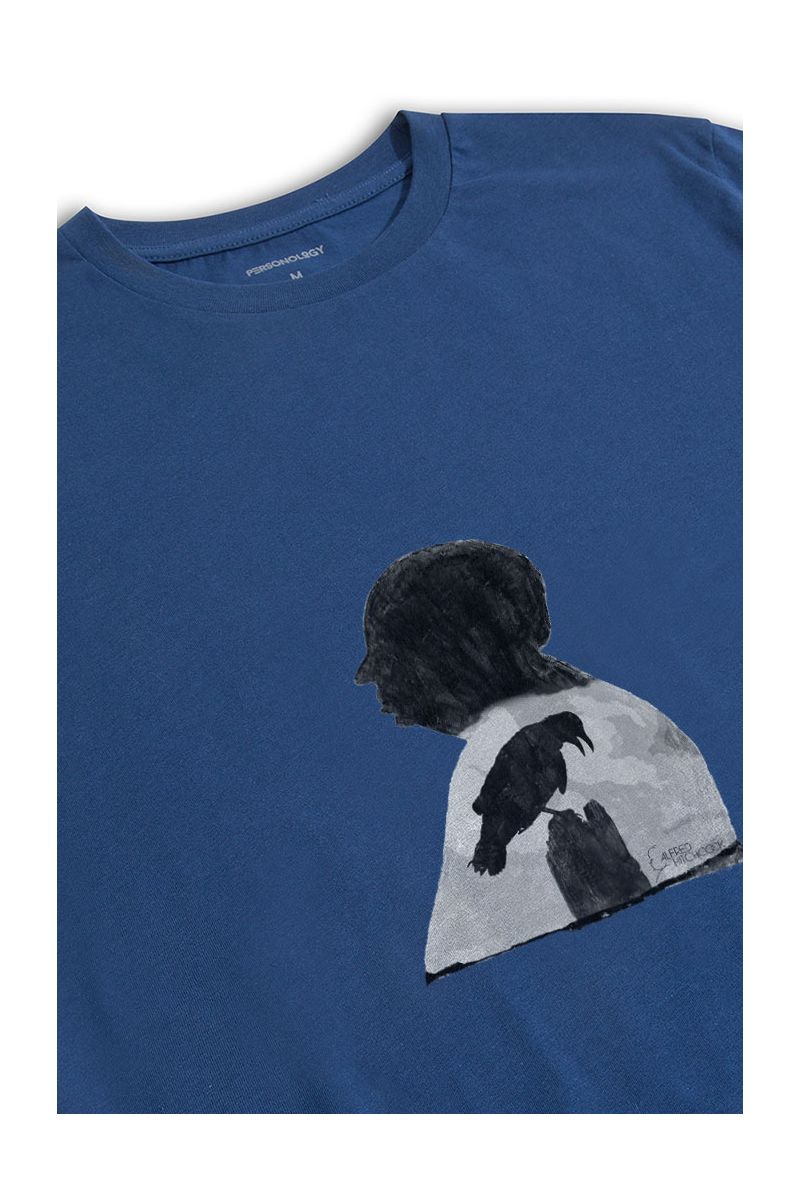 Navy Soft Fabric Alfred Hitchcock Design Short Sleeve Tee