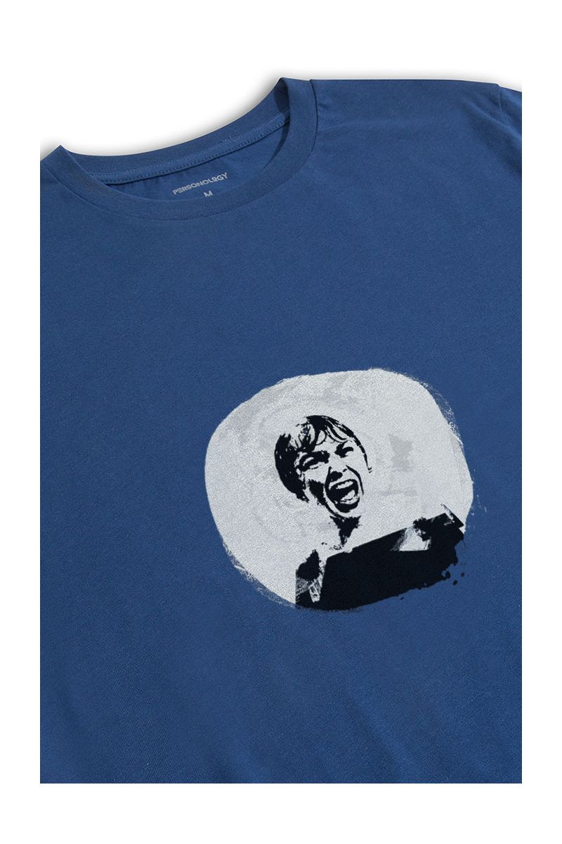 Navy Soft Fabric Scream Design Short Sleeve Tee