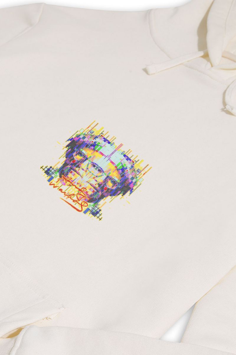 Ecru Premium Cotton Pop Art Face Design Pullover Hoodie