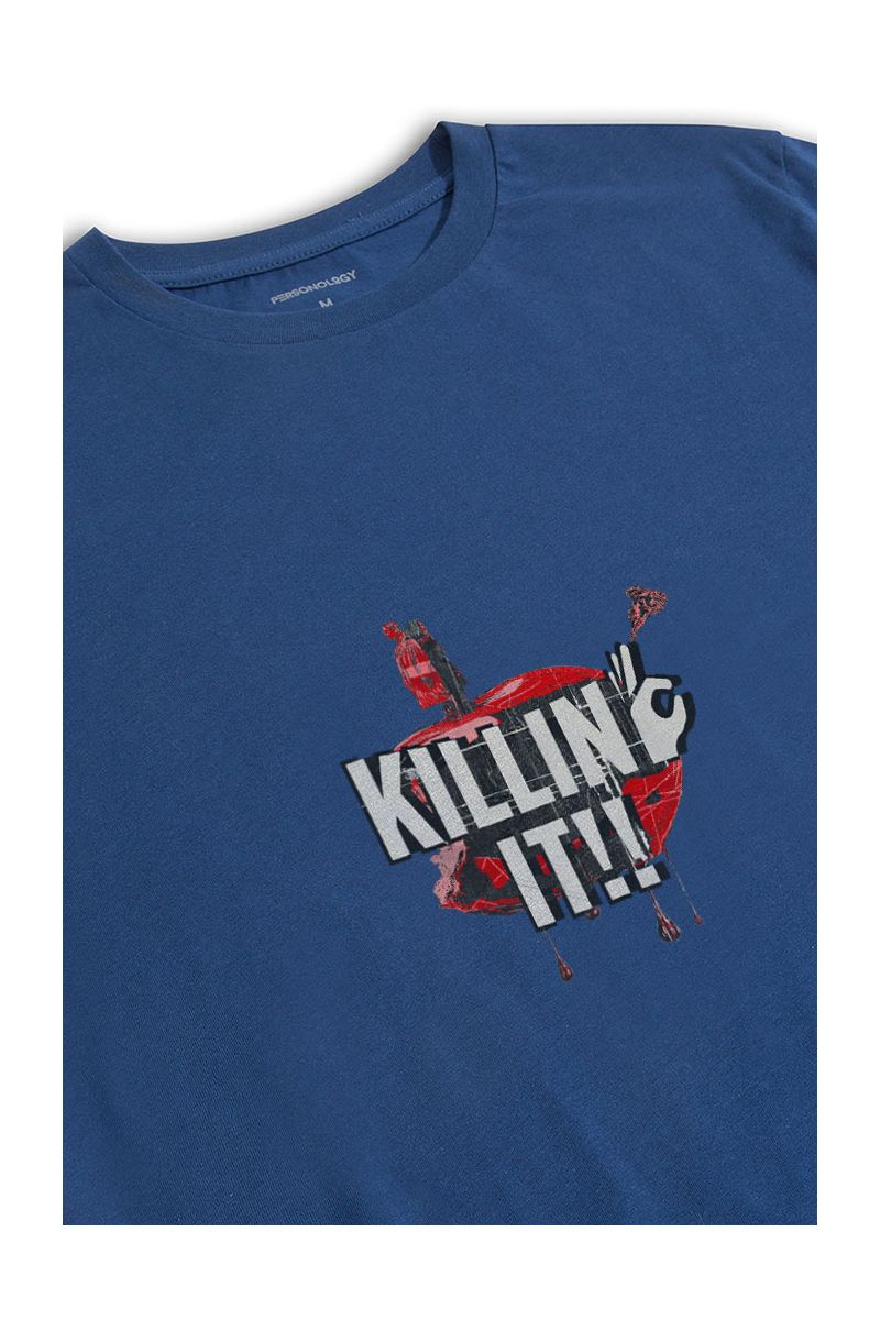 Navy Soft Fabric Killing It Design Short Sleeve Tee