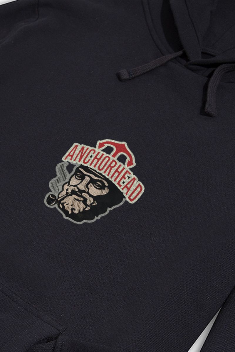 Black Premium Cotton Anchorhead Design Pullover Hoodie
