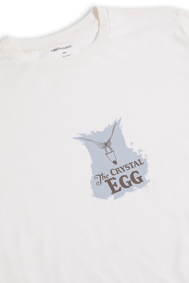 Off White Soft Fabric The Crystal Egg Design Short Sleeve Tee