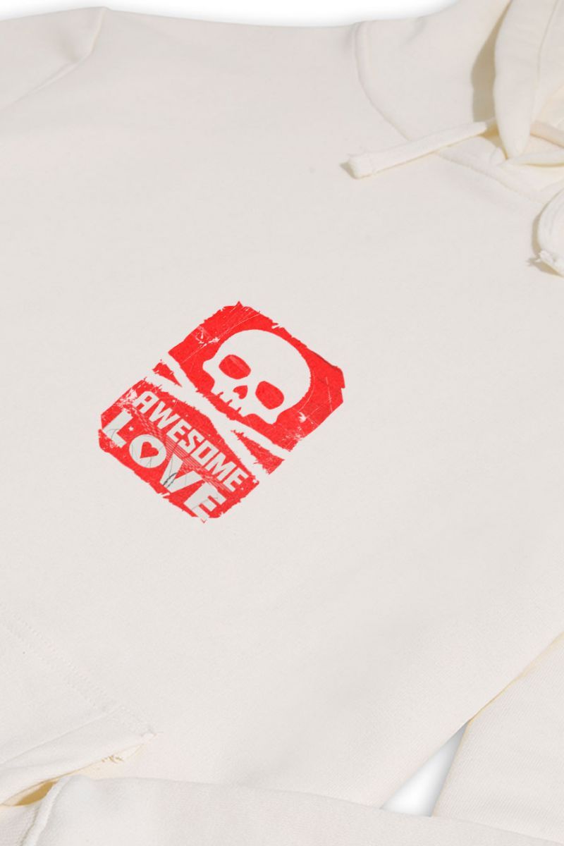 Ecru Premium Cotton Awesome Love Design Pullover Hoodie
